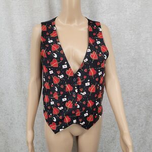 111 Main Vintage Vest Heart and Arrow Love Letter Patterned Vest 90s Valentine's